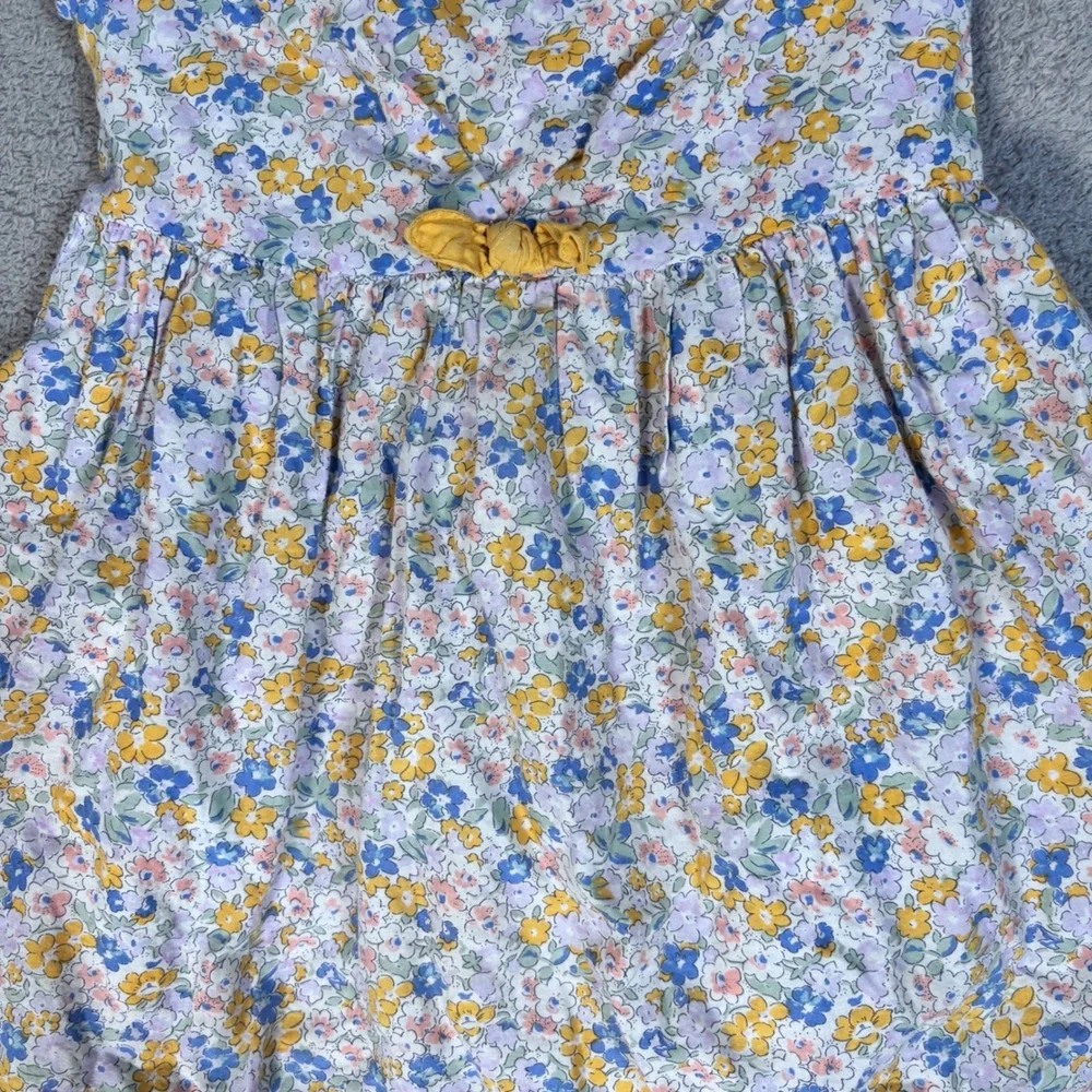 OshKosh‎ B'gosh Twirl Spring Dress Girls 2T Floral Print Yellow Bow Button Back